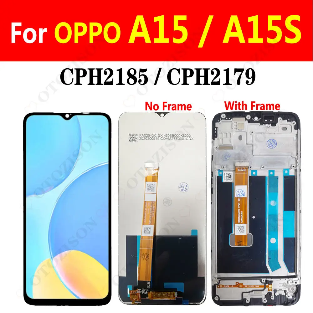 ЖК-дисплей 6,52 дюйма с рамкой для OPPO A15 CPH2185, дисплей A15s CPH2179, дисплей с сенсорным дигитайзером, сенсор в сборе, запасные части