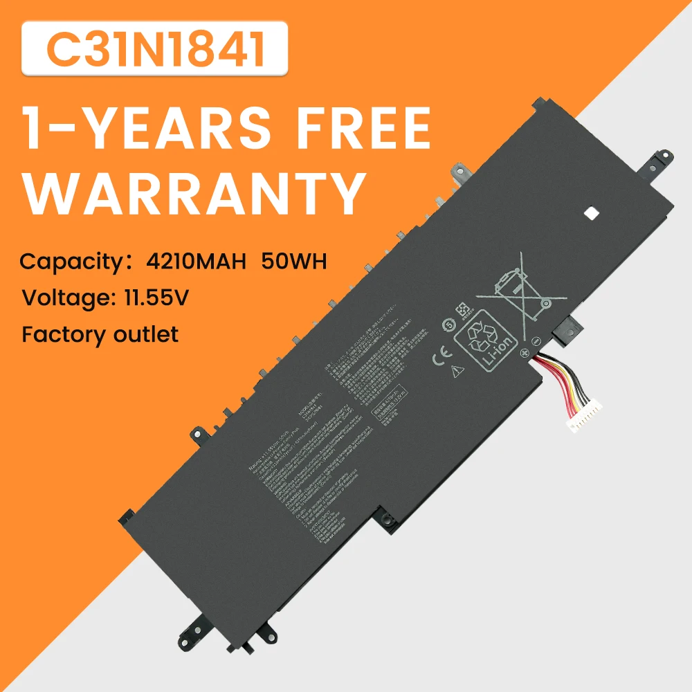 C31N1841 Аккумулятор для ноутбука ASUS ZenBook 13 UX334FA UX334FL 14 UM433 UM433DA UX434F UX434DA Series