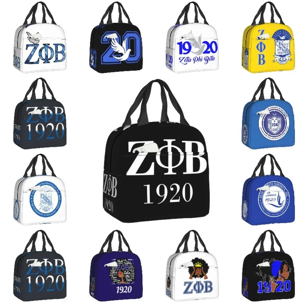

Zeta Phi Beta Изолированные сумки для обеда для работы школы, многоразовый термоохладитель, пищевой Ланч-бокс для женщин, детей, сумки-тоут для пикника