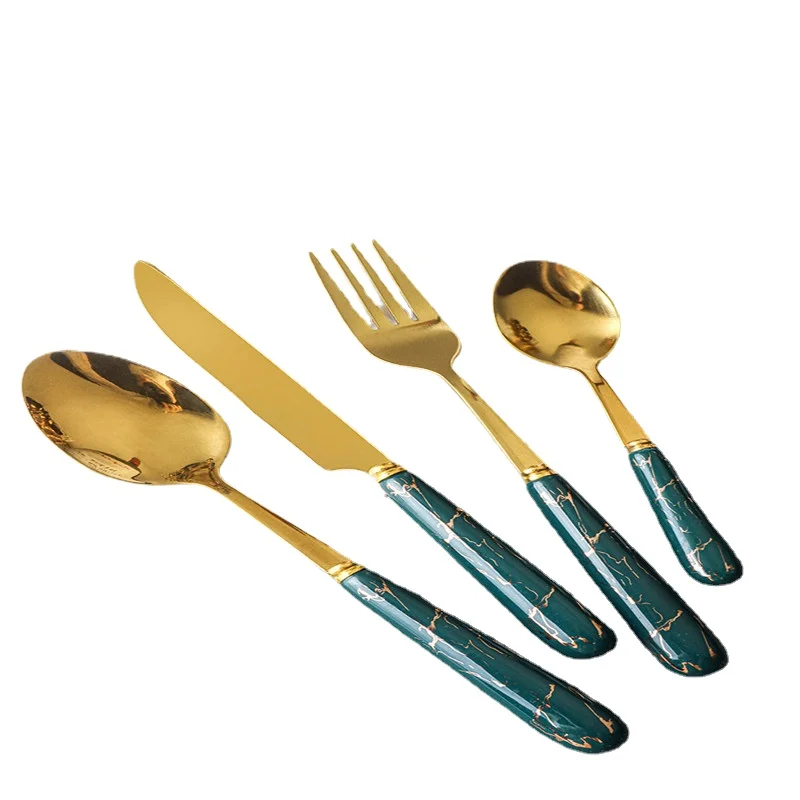 

Ceramic handle stainless steel teaspoon coffee ice cream honey spoon fork knife anti scalding tableware kitchen accessories