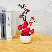 1pcs bonsai silk flowers plum artificial potted plants blossoms simulation winter plum branch bonsai wedding home room decorate