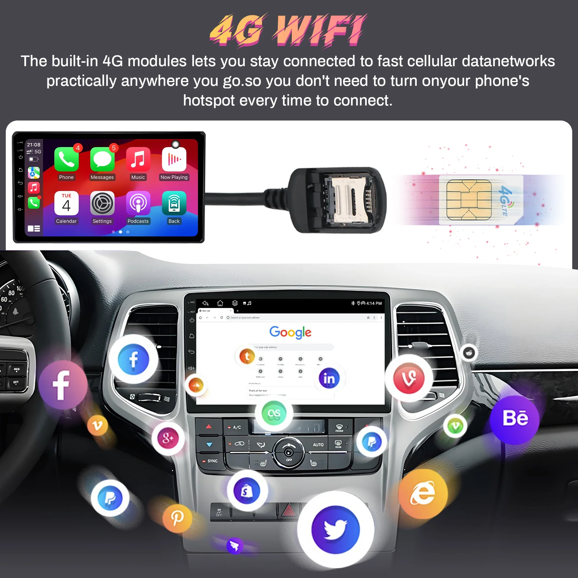 9-дюймовый автомобильный радиоприемник для Toyota GT86 GT 86 Subaru BRZ 2012-2016 Android 14 4G, беспроводной Bluetooth CarPlay, экран головного устройства (art.: 3920d203dfcea) - 3920d203dfcea
