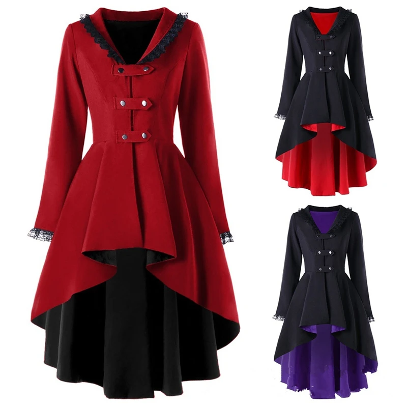 

Mandylandy Women Gothic Bandage Tailcoat Jacket Tuxedo Swallow-tailed Long Suits Party Coat Steampunk Victorian Jacket Trench