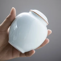 european white porcelain tea caddy portable sealed storage jar with lid candy medicine jar ceramic storage tank home decoration