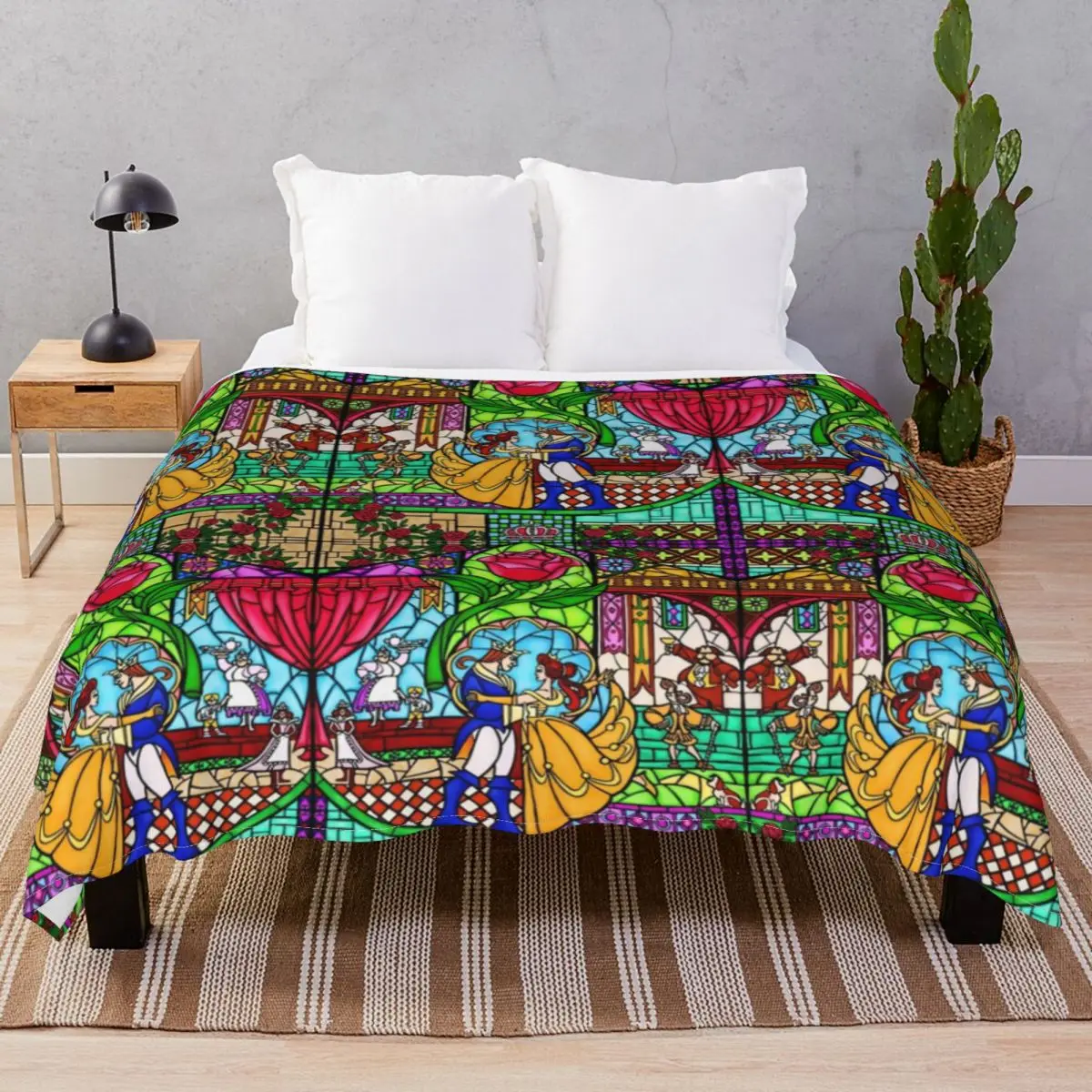 Stained Glass Window Blanket Flannel Summer Comfortable Throw Blankets for Bed Sofa Travel Cinema