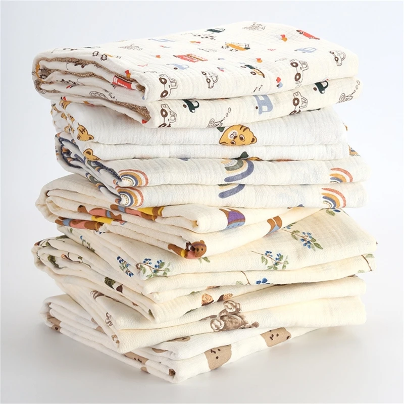 Cotton Swaddle Blanket Baby Blanket Floral Print Muslin Diaper Swaddle New Born Crinkle Fabric  Stroller Cover