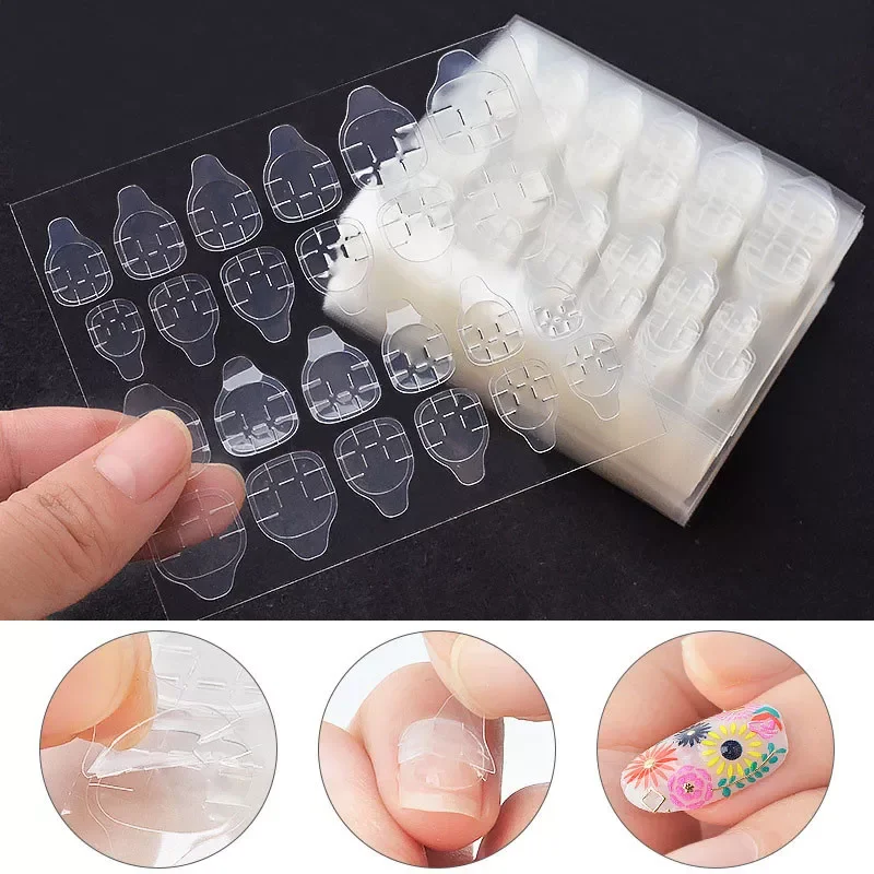 

1 piece 8.1cm*7cm Fake Nails Sticker Transparent Double Sided Adhesive Tapes Stickers False Nail Tips Extension Stick Tools