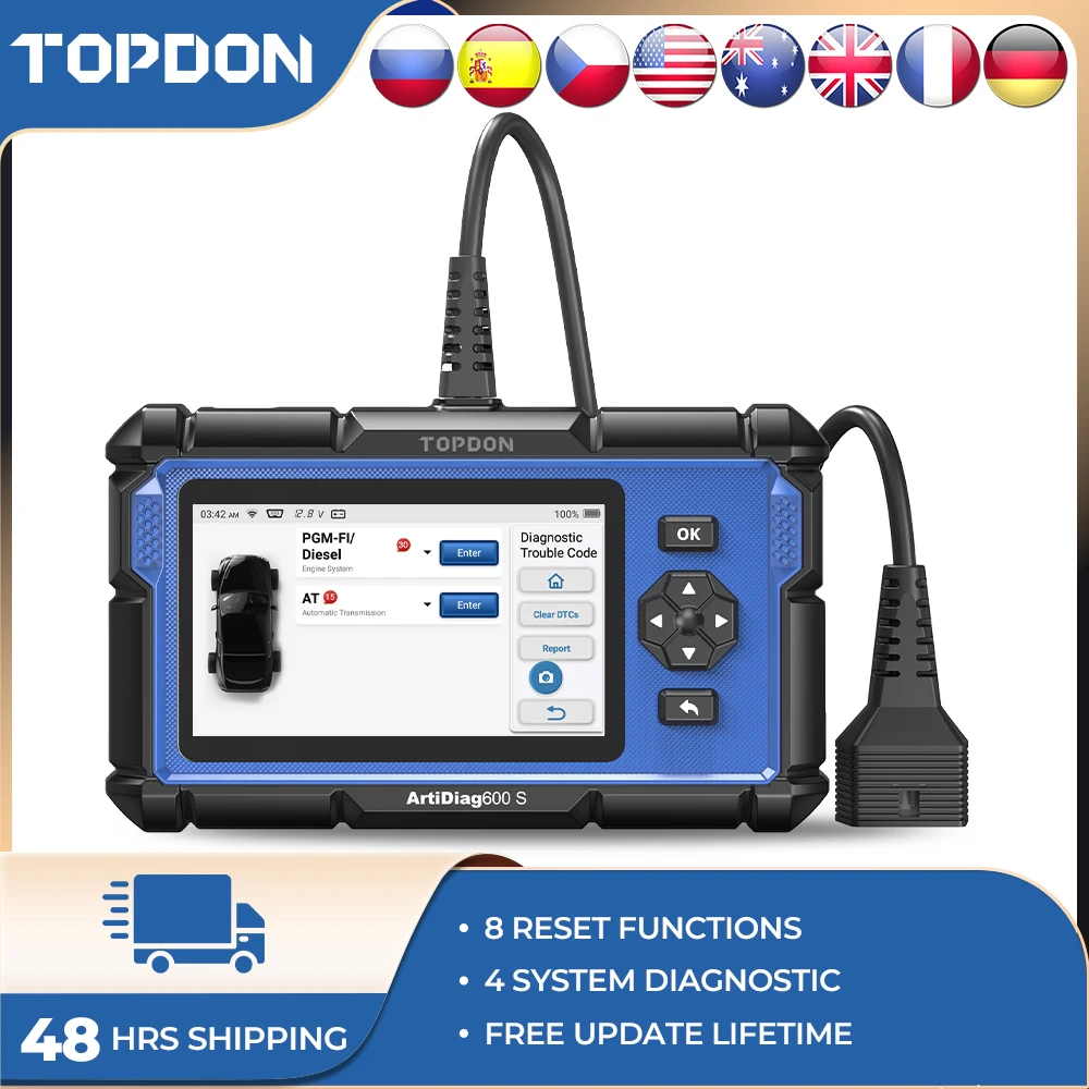 Диагностический сканер TOPDON ArtiDiag600S OBD2, инструмент для диагностики автомобиля, из АБС-пластика, SRS, TPMS, проверка двигателя, инструмент для авторемонта, механической мастерской