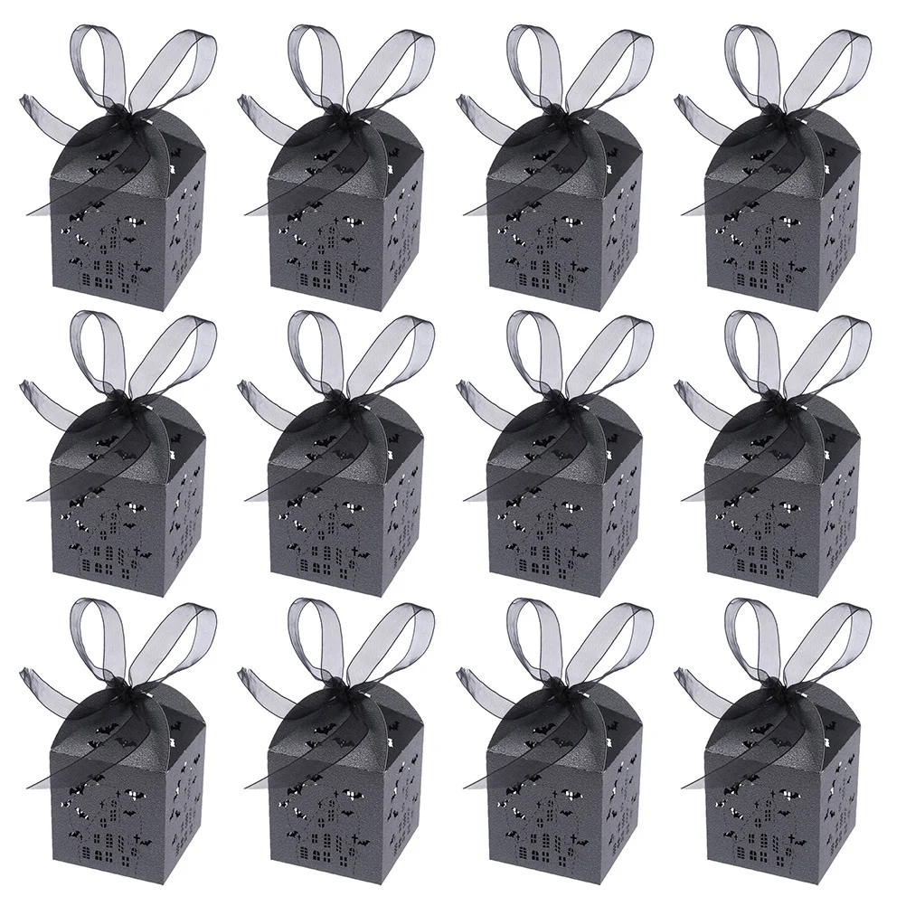 

Bagscandy Treat Boxes Tote Hollow Favor Trick Orreusable Paper Black Gift