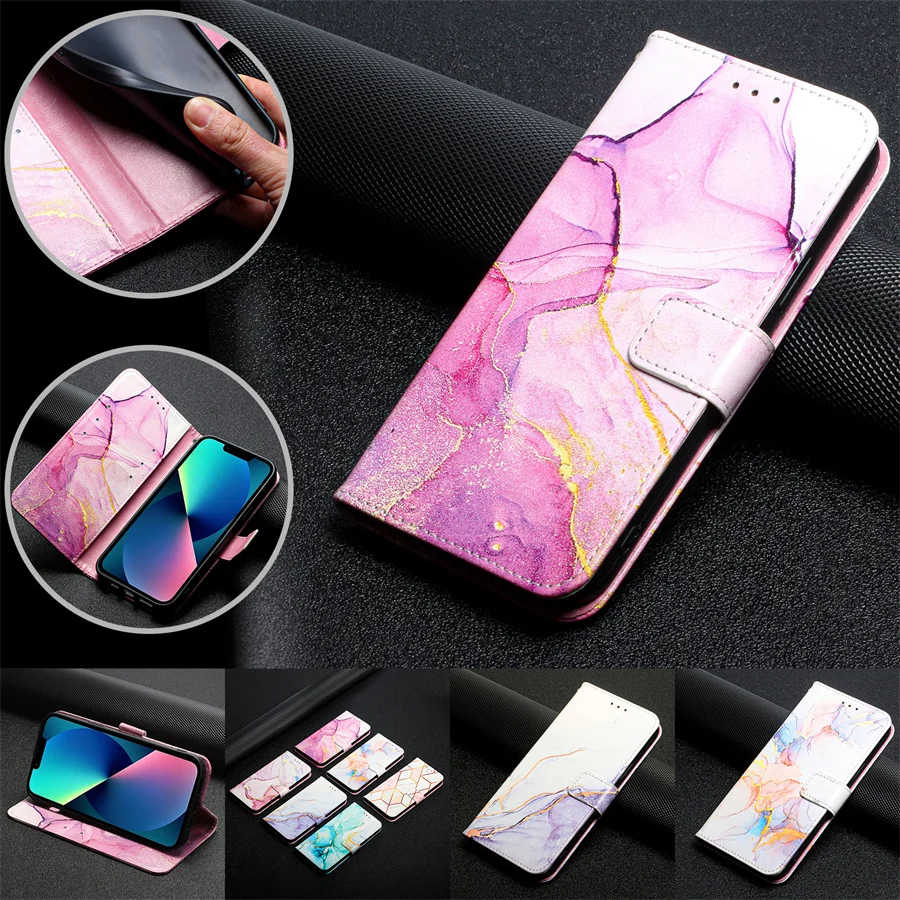 

Чехол-книжка из искусственной кожи с мраморным рисунком для Google Pixel 6 Pro 6 6A