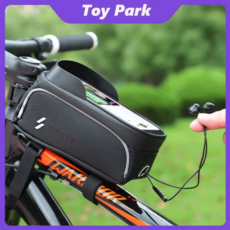 

20cm MTB Front Beam Bag Earphone Hole Cross-border Bicycle Upper TPU Touch Screen Tube Saddle Phone Bag Cycling Equip Waterproof
