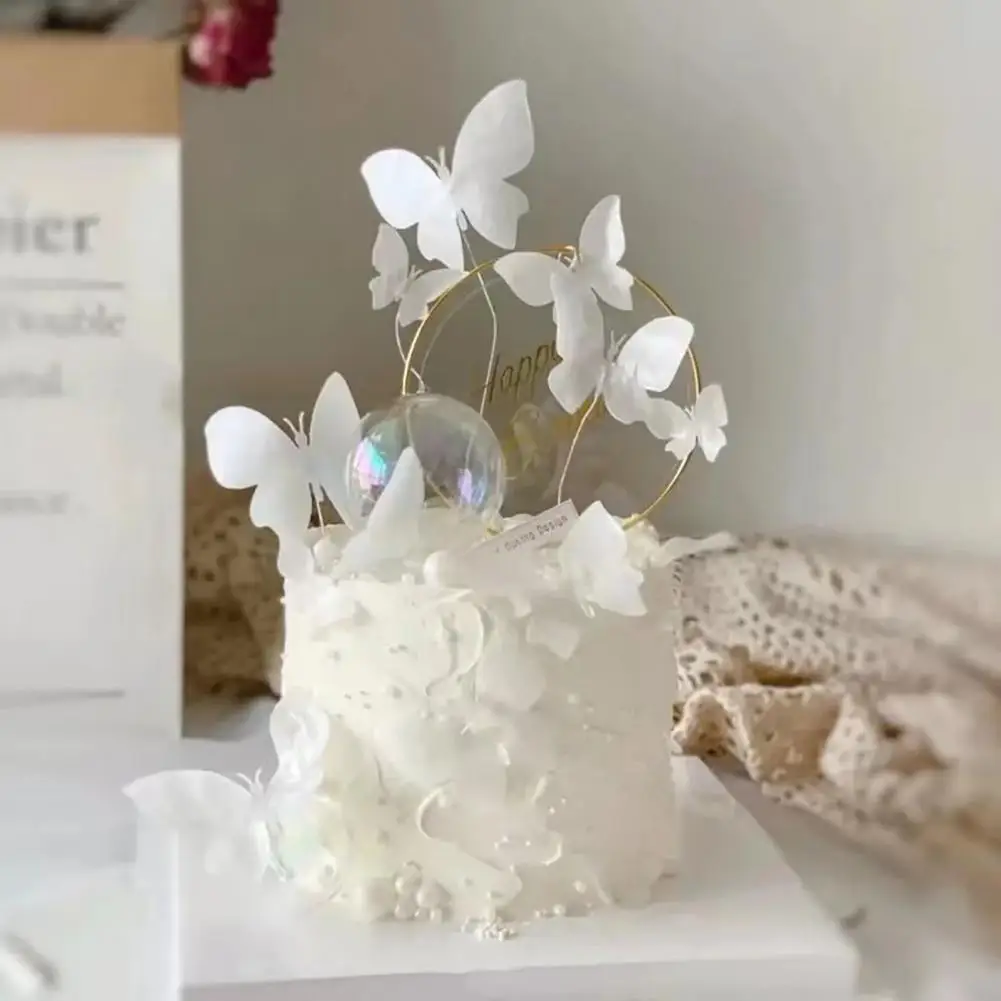 

50Pcs Exquisite Butterfly Design Fine Workmanship Baking Accessories Cupcake Topper for Bakery Cake Card Cupcake Topper