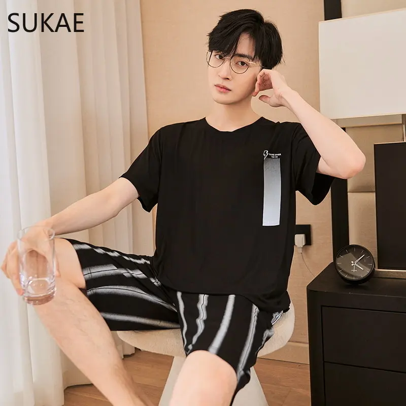 SUKAE Summer Shorts Man Cool Modal Casual Sleepwear Boy Fashion Leisure Style Man's Pyjama Homme Elegant Men Pajamas Nightwear
