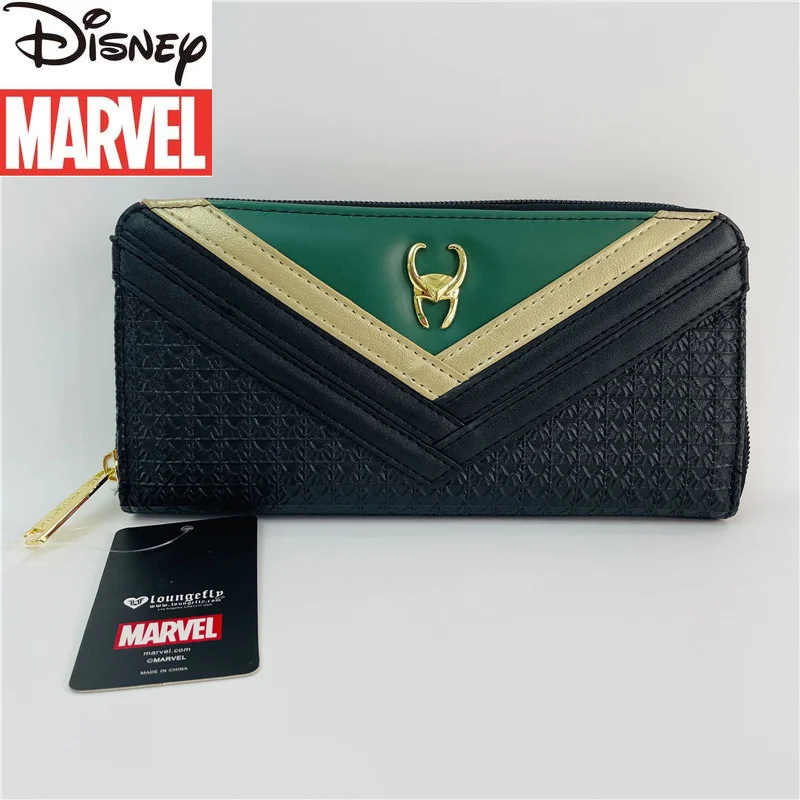 

Оригинальный новый мужской кошелек Disney Marvel Loki, длинный мужской клатч с несколькими отделениями для карт, высококачественный вместительный ...