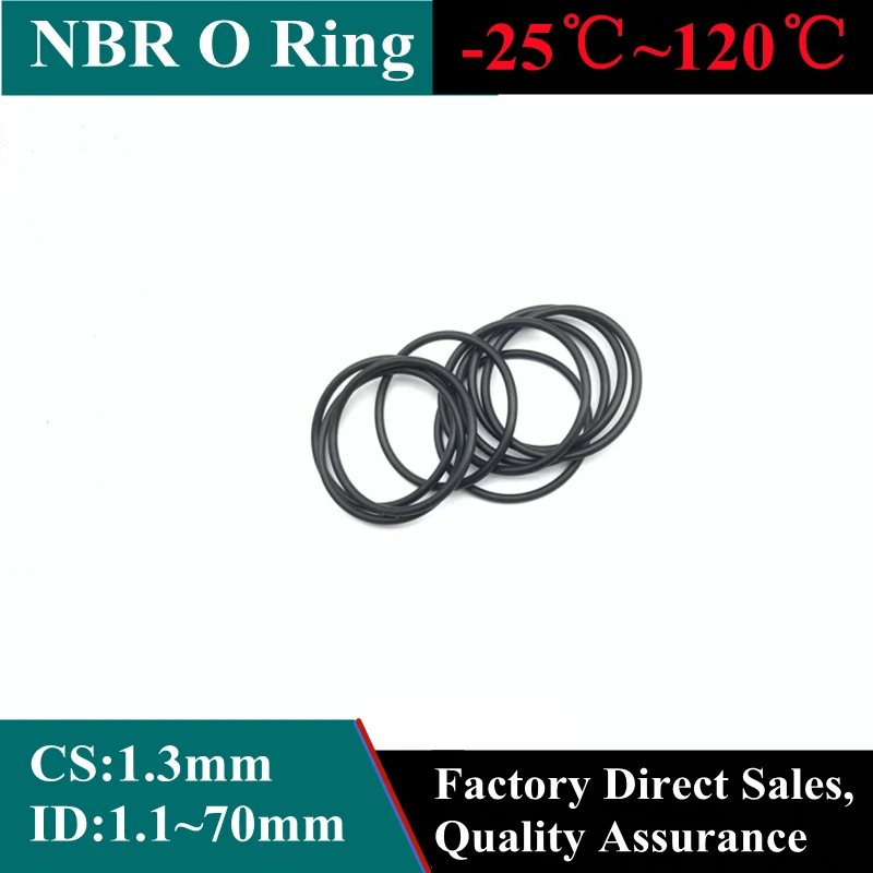 

50pcs Black O Ring Gasket CS 1.3mm OD 3.7 ~32mm NBR Automobile Nitrile Rubber Round O Type Corrosion Oil Resistant Seal Washer