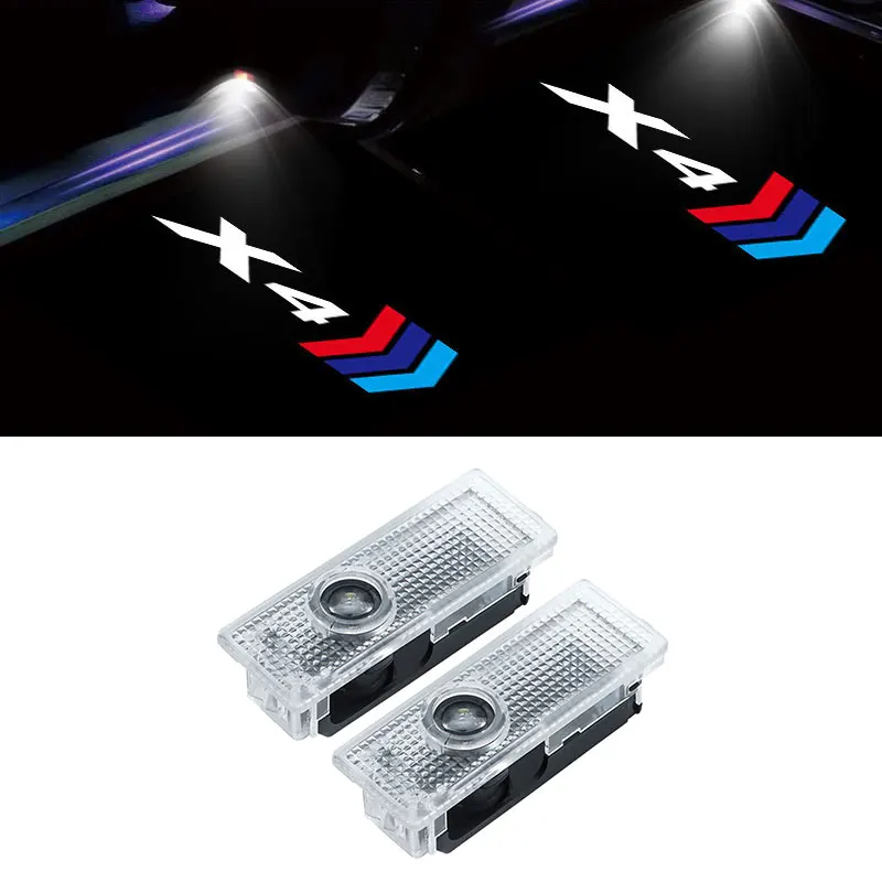 

2Pcs/Set Car Door LED HD Welcome Light Shadow Lamp For BMW F26 G02 X4 Logo Laser Projector Ghost Light Auto External Accessories