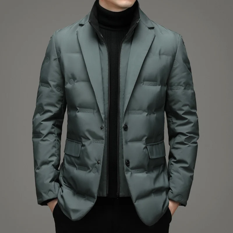 2023 Short Jacket New Men Business Casual Classic Collar Down Coat Man Spring Autumn Winter Warm Parkas Duck Suit Top