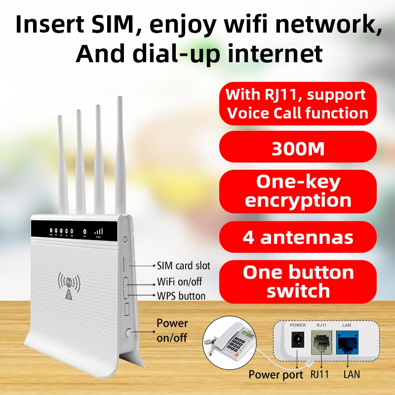 LT280 RJ11 сетевой модем с голосовой функцией беспроводной 4G Wi-Fi роутер со слотом для