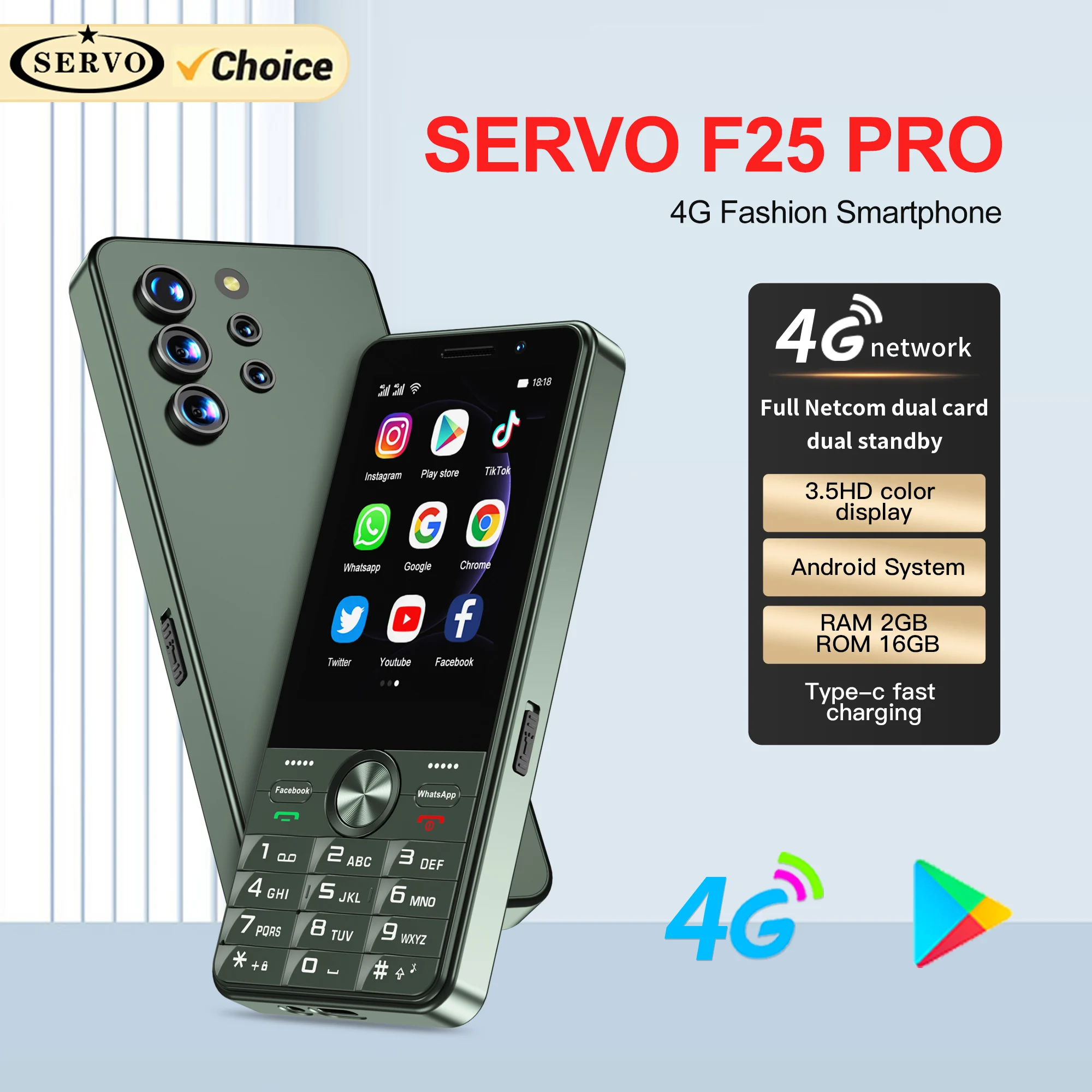 SERVO F25 Pro 4G Android-смартфон 2 ГБ ОЗУ 16 ПЗУ GPS WiFi FM-радио 2500 мАч Аккумулятор 3