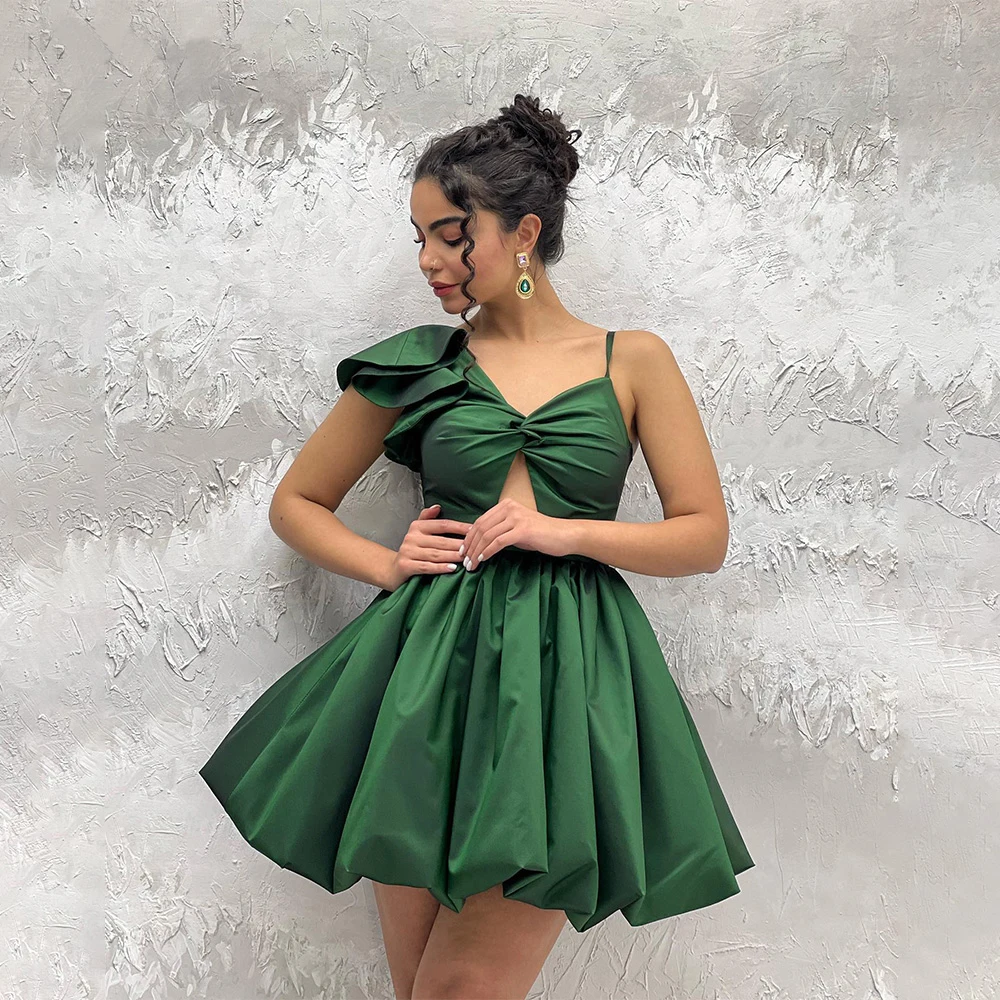 

Зеленые платья BridalAffair для вечеринки в саудовской аравии, платья-фонарики из тафты, вечерние платья, коктейльное платье для выпускного вечера