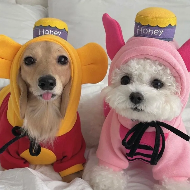 

Dog Thickened Warm Clothing Puppy Tiger Bear Kirky Schnauzer Small Puppy Clothing Pet Winter One-piece Sweater Hoodie