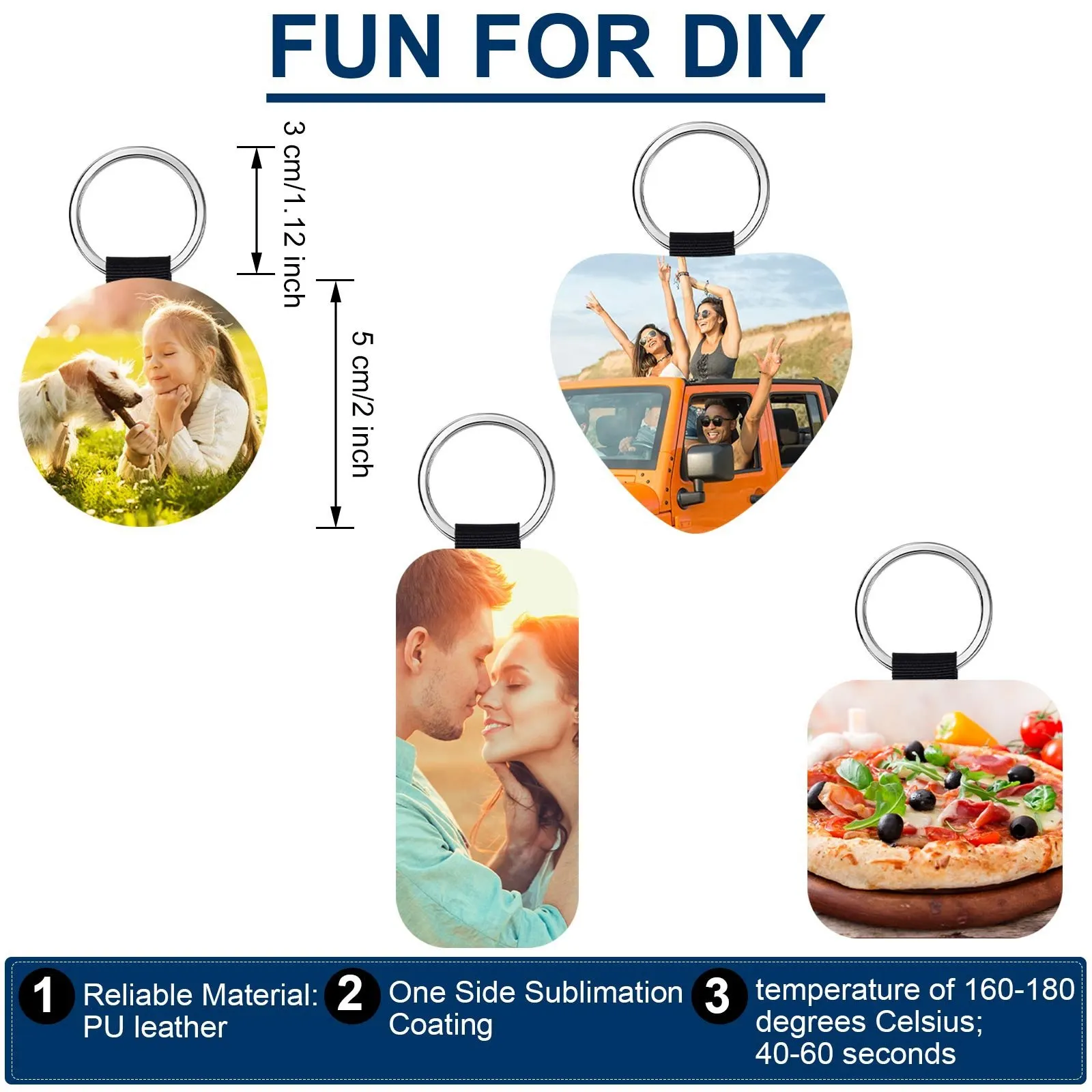 12 упаковок 3 цвета сублимационные заготовки брелок 4 типа блестящий из