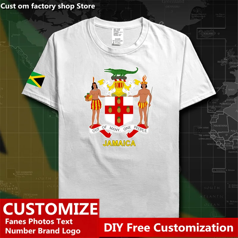 

JAMAICA t shirt diy free Custom Jersey Fans DIY Name Number LOGO t-shirt nation flag jm Jamaican Cotton T shirt