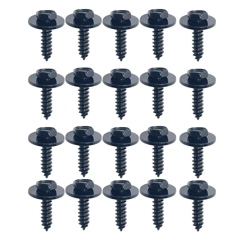 

5/10/15/20 шт. автомобильные черные саморезы, внешние шестигранные болты с прокладкой M5 4,8 мм для BMW BENZ, бампер, крыло, защита двигателя