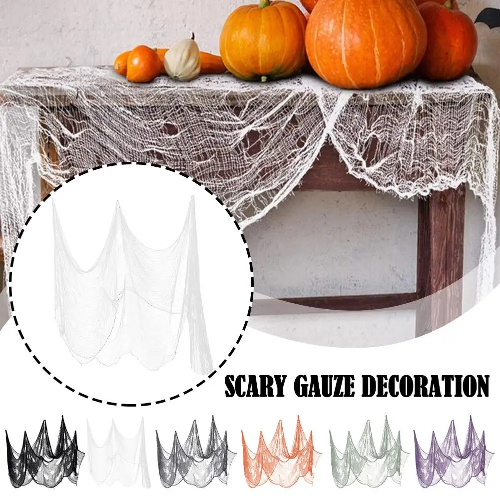 

Halloween Decoration Creepy Cloth Scary Party Scene Gauze Horror Yarn White Black Door Prop Table Net Window House And Y1I3