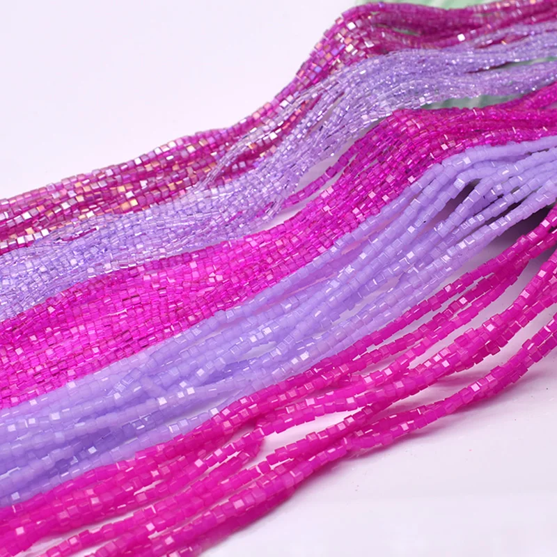 

2mm 190pcs Roasted Rose Purple Czech Crystal Beads Cube Square Glass Beads For Jewelry Making DIY Charms Candy Finding