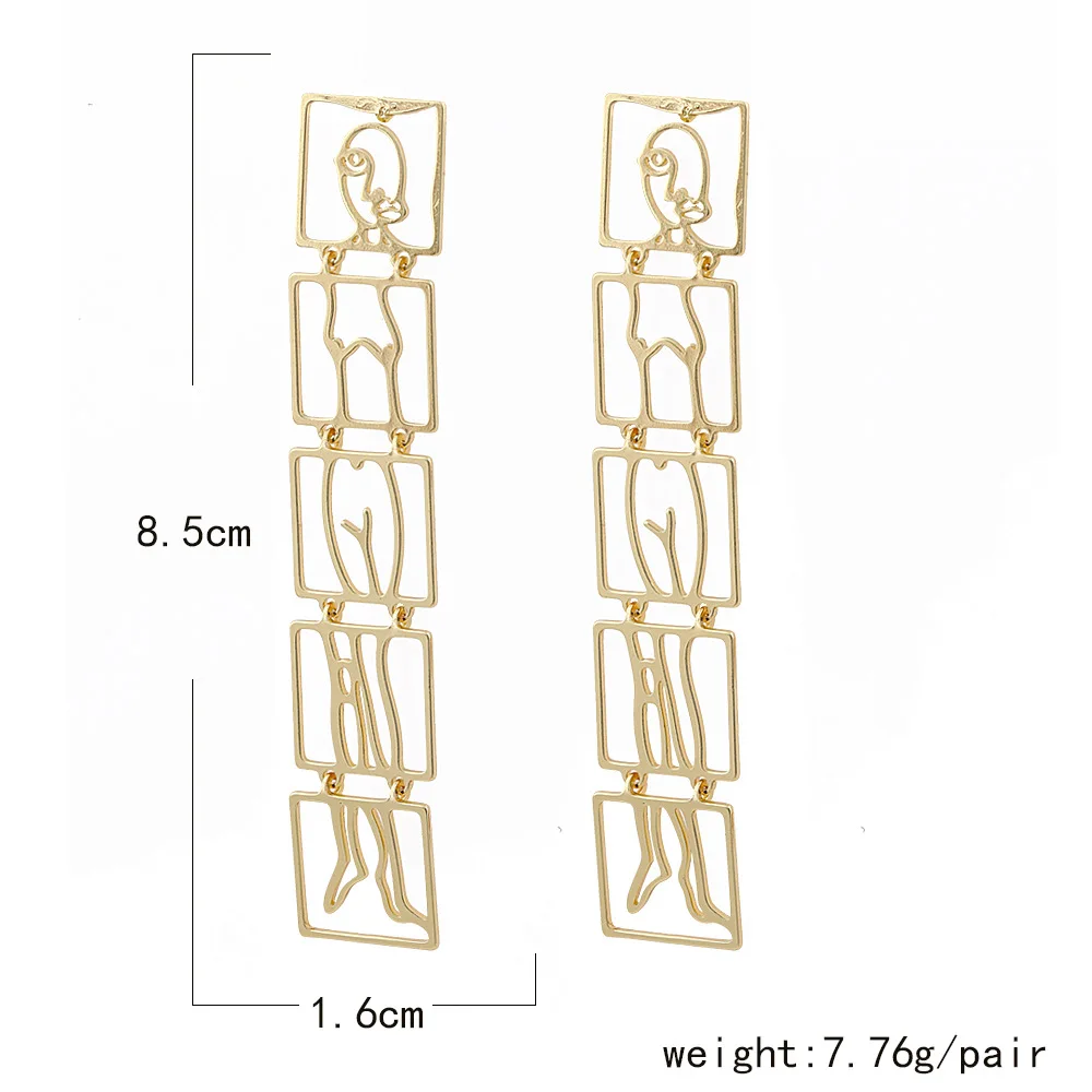 Original Metal Female Body Form Wire Earrings 2023 Abstract Body Lady Dangle Earrings For Women Maxi Statement Earrings