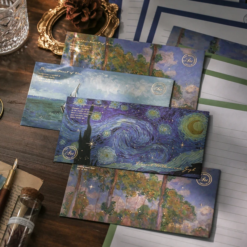 

6 pcs/set Van Gogh starry sky Paper Envelopes for Letters Mailers Set Letter Envelope for Wedding Invitation Gift Postcards