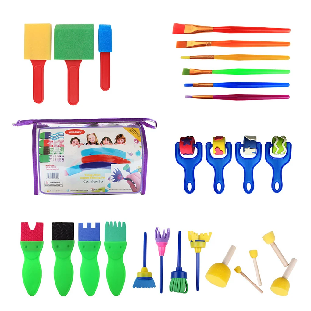 

26 Pieces Painting Sponge Brushes Toy Learning Educational Drawing Roller Craft Kindergarten Creativity Artist Toys