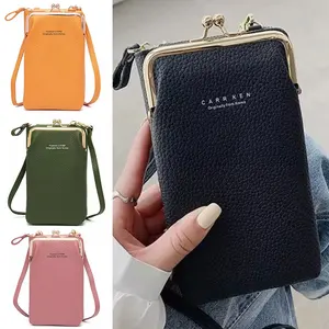 Crossbody Shoulder Bag Women Leather Clutch Wallet Fashion Mobile Phone Organizer Universal for Apple/Huawei Cell Cover Purse