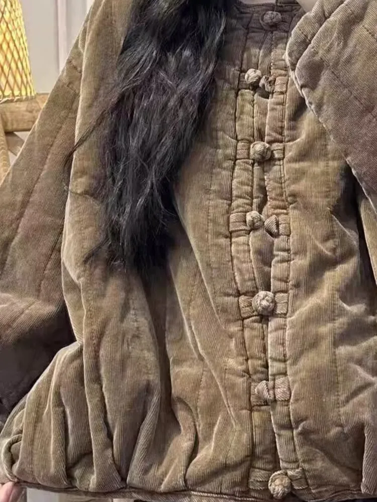 Вельветовое осенне-зимнее пальто женские свободные плиссированные модные