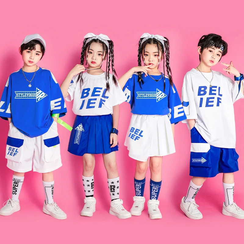 

Street dance children's fashion suit summer boys' short sleeved children's hiphop hip-hop style explosive street set,