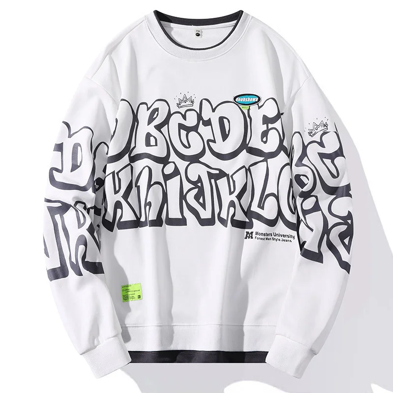 

Fall Street Loose Versatile Pullover 2023 Fashion Brand Graffiti Letter Print Crew Neck Sweater for Men and Women