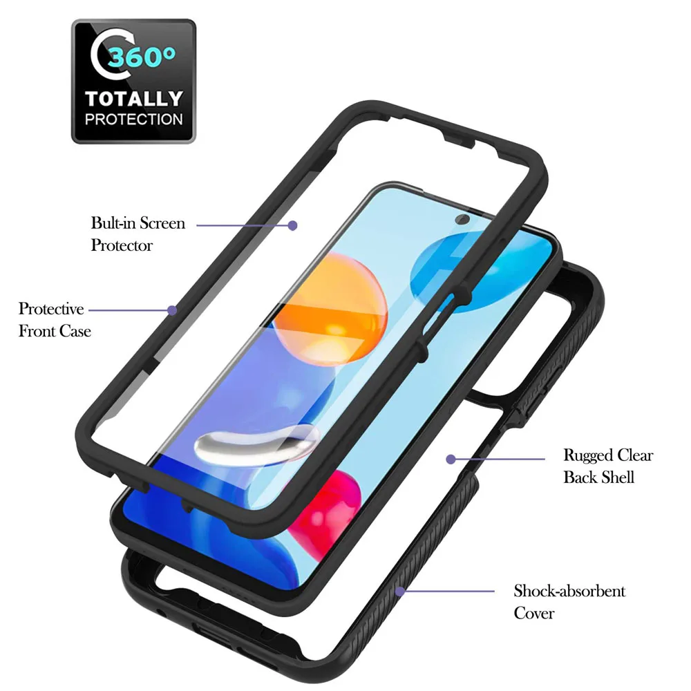 Прочный чехол с полным покрытием для Xiaomi Redmi Note 11 4G прозрачный защитный Note11 Pro