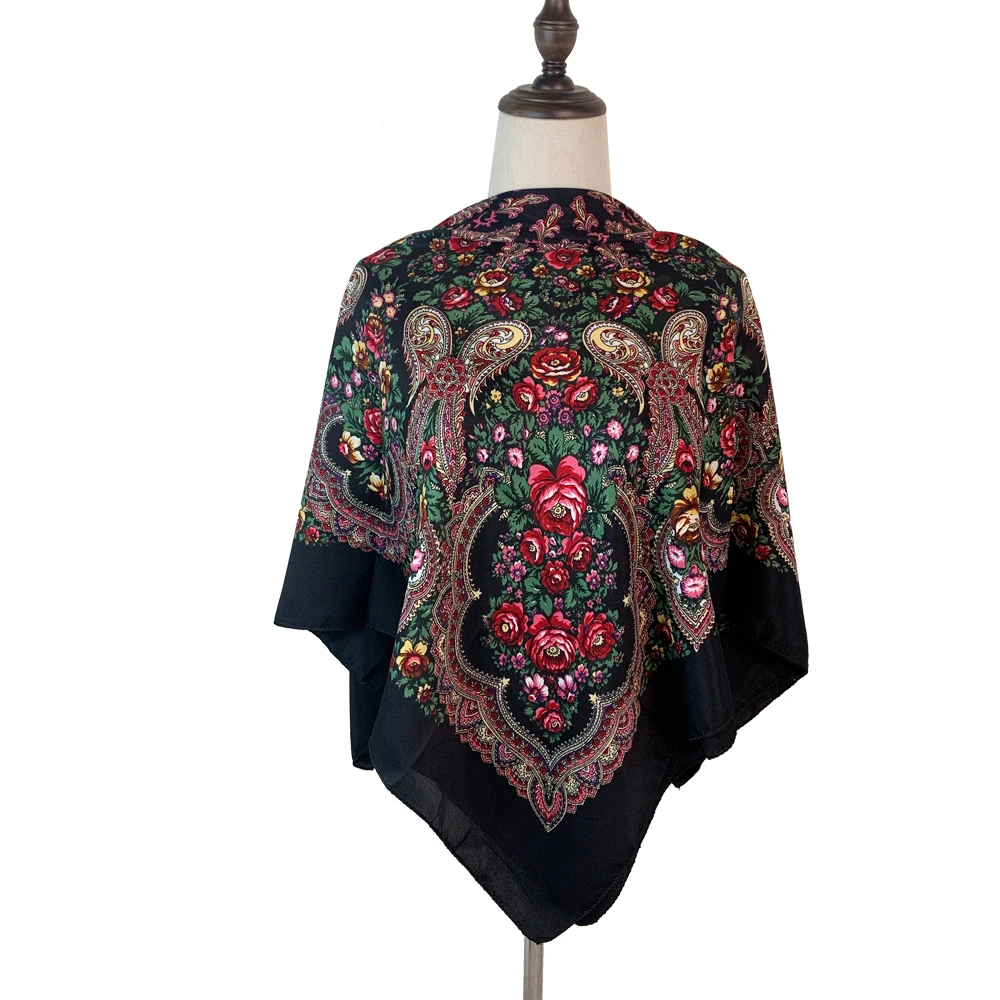 100*100 см русский квадратный шарф женский роскошный цветочный принт бандана шаль