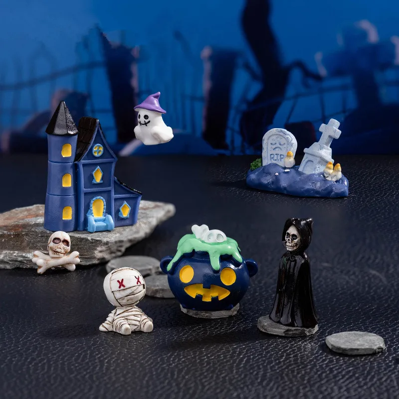 Статуэтки миниатюры домик с надгробием на дереве Хэллоуин миниатюрные