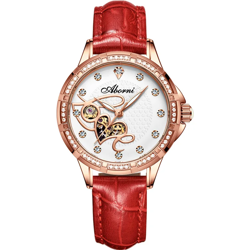 

Waterproof Women's Automatic Watch Mechanical Skeleton Diamond Bracelet Ceramic And Leather Belt Ladies Wrist Timepiece