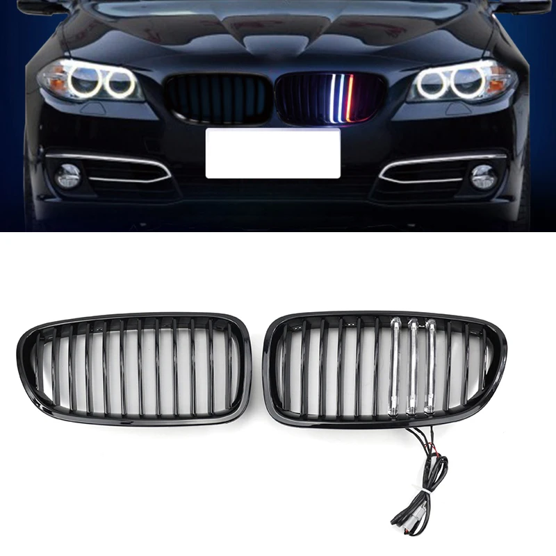 

For BMW 5-Series F10 F11 F18 520i 523i 525i 530i LED Car Front Grill Kidney Grille Racing Grills 2010-2017 Single Line Grilles