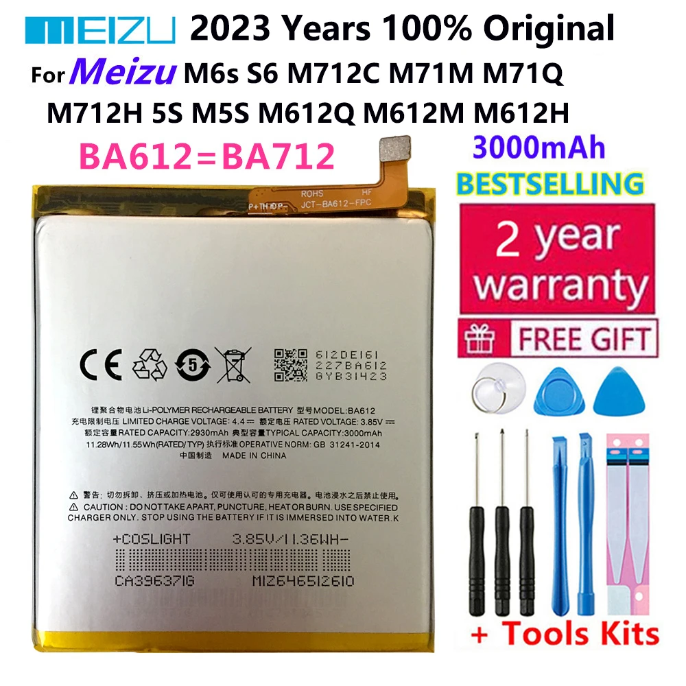 

Original New BA612 BA712 Battery For Meizu M6s S6 M712C M71M M71Q M712H 5S M5S M612Q M612M M612H 3000mAh Phone Batteries Bateria