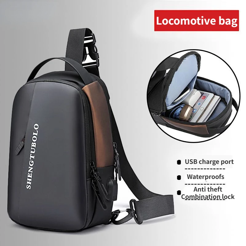New men's chest bag travel shoulder bag waterproof sports anti-theft men's USB charging high-capacity crossbody bag sling bag
