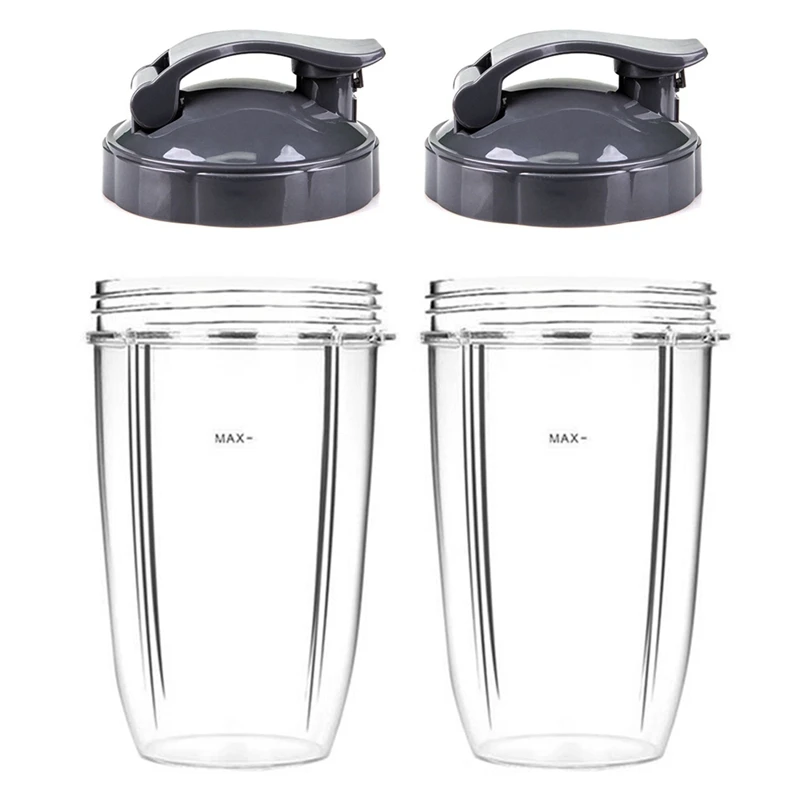 

24Oz Cups Set with Flip Top to Go Lid for Nutri 600W 900W Blender Juicer Mixer Replacement Parts Juicer Accessories