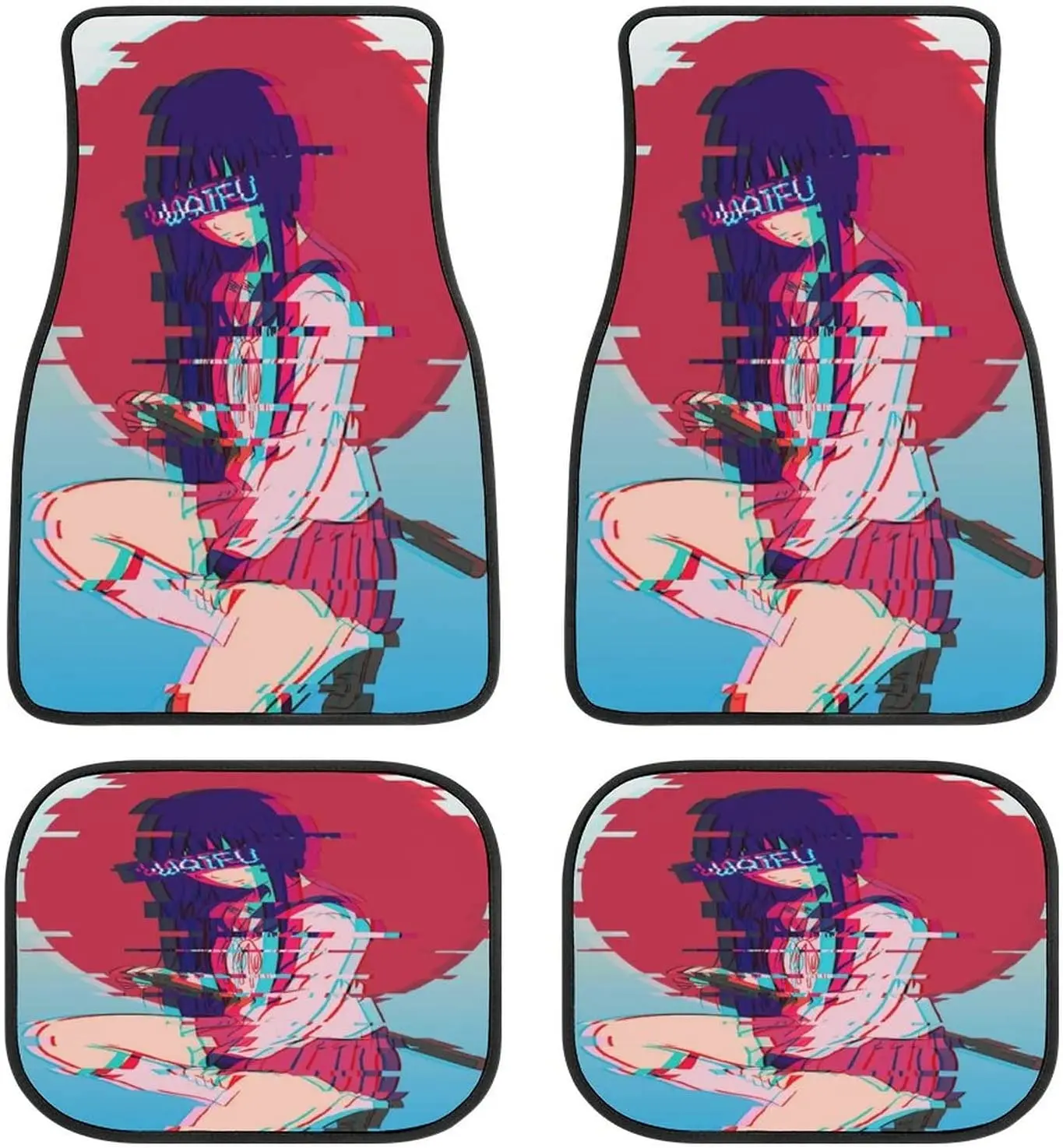 

Aesthetics Vapor Wave Anime School Girl Car Mats Universal Drive Seat Carpet Vehicle Interior Protector Mats Funny Designs All-W