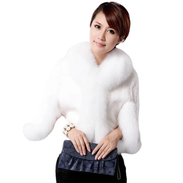 Winter Women's Faux Fur Short Coat Faux Fox Fur Rabbit Fur  Cape Abrigos Mujer Invierno 2022 Coat Women  Fur Jackets for Women