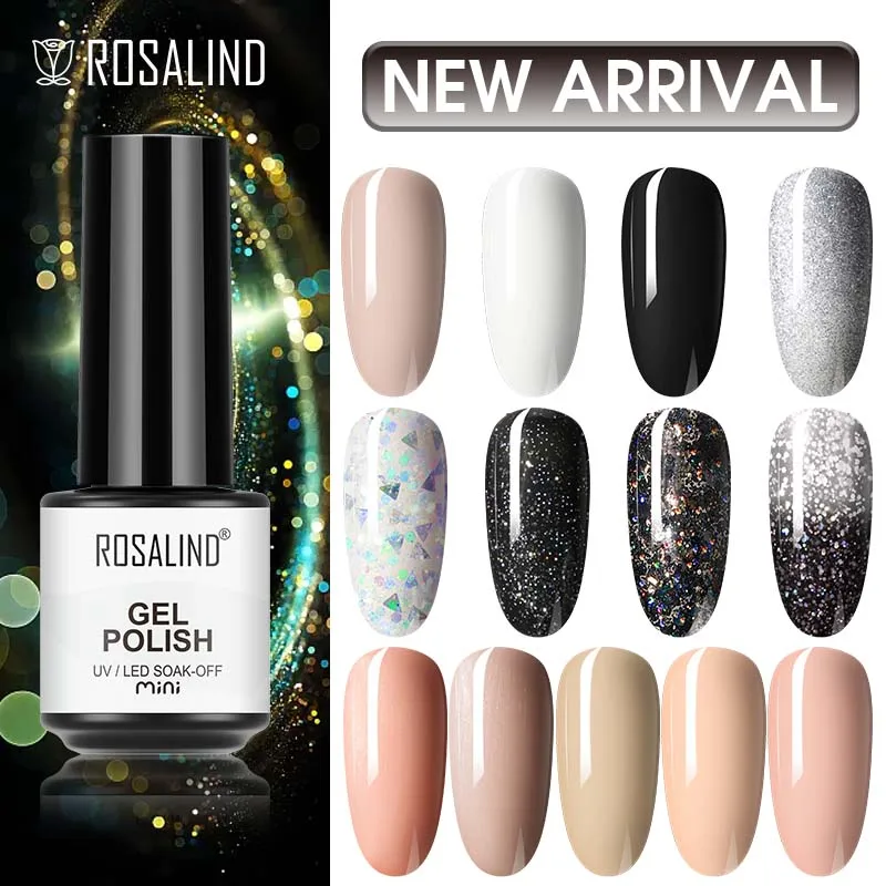 

ROSALIND 7ML Glitter Nail Gel Polish Manicure for Nails Semi Permanent Vernis GLOWTOP coat UV LED Gel Varnish Soak Off Nail Art