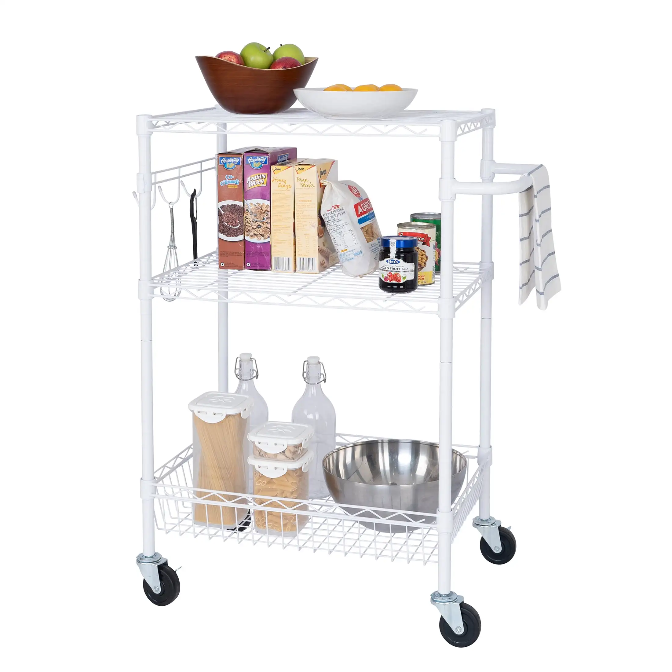 

Hyper Tough 3-Tier Multipurpose Rolling Cart for Adult, White Color, 500lbs Load Capacity