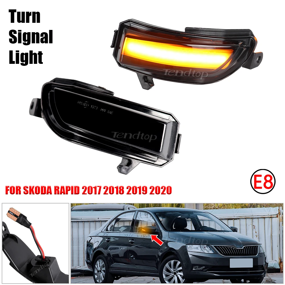 

2pcs For Skoda Fabia 2014 2015 2016 2017 2018 2019 Rapid 2017-2020 Dynamic LED Turn Signal Light Side Wing Mirror Indicator
